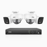 H800 - 4K 8 Channel PoE Security System with 2 Bullet & 2 Dome (IK10) Cameras, Vandal-Resistant, Human & Vehicle Detection, Built-in Mic, RTSP Supported